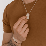 MEN’S DOUBLE STIRLING SILVER ENGRAVED DOG TAG NECKLACE
