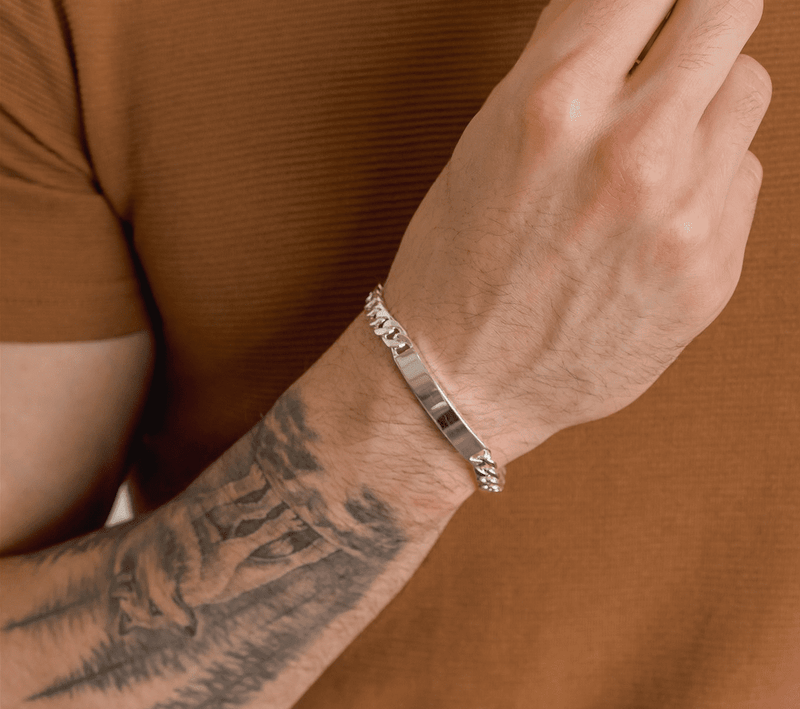 MENS STERLING SILVER ID BRACELET