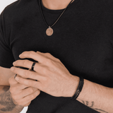 ENGRAVED MEN’S BLACK LEATHER BRACELET