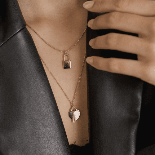 ROSE GOLD LOCK NECKLACE WITH BALL CHAIN