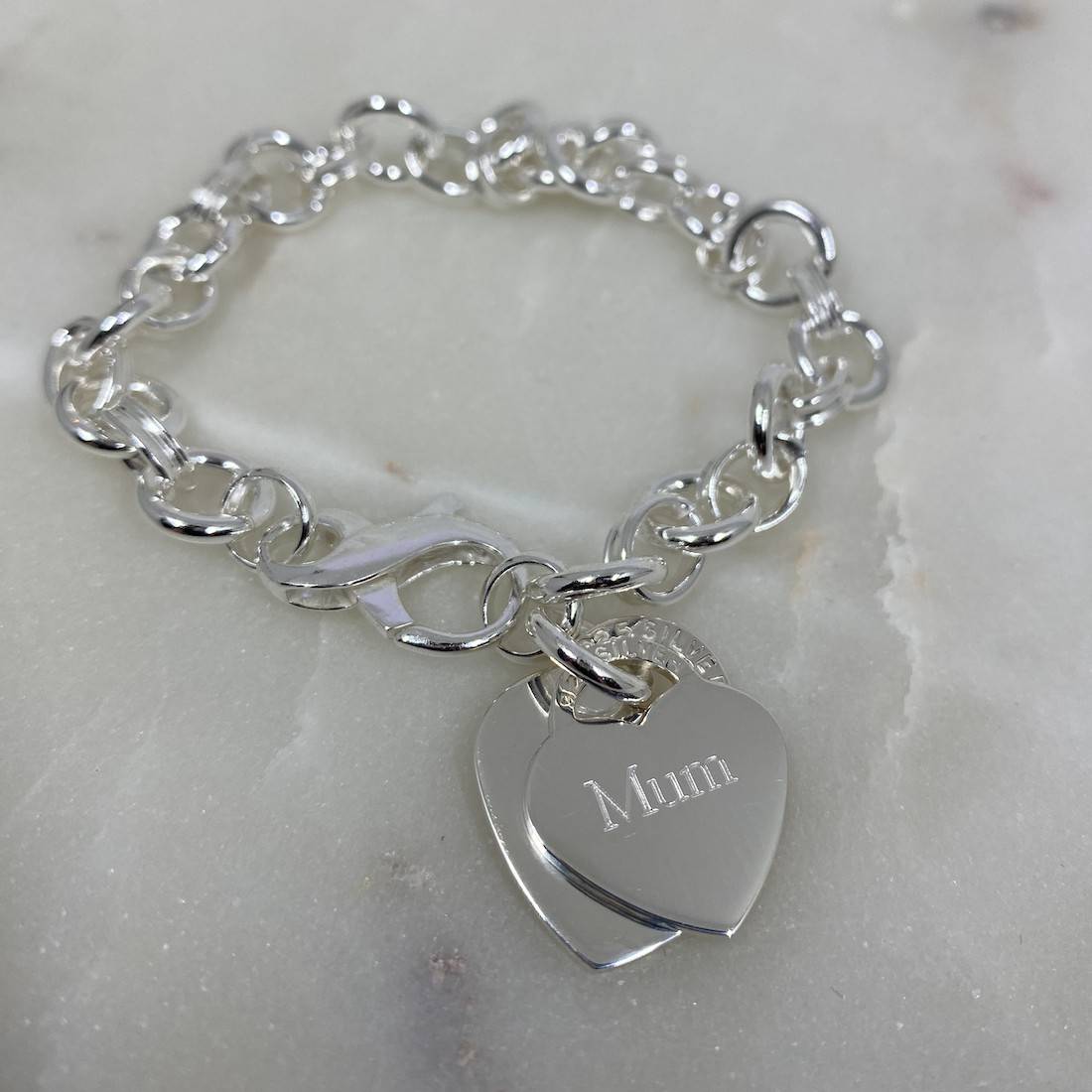 chunky silver bracelet engraved