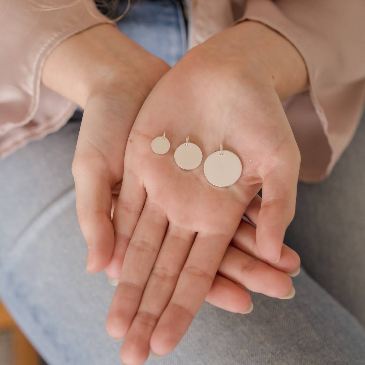 Silver disc pendants