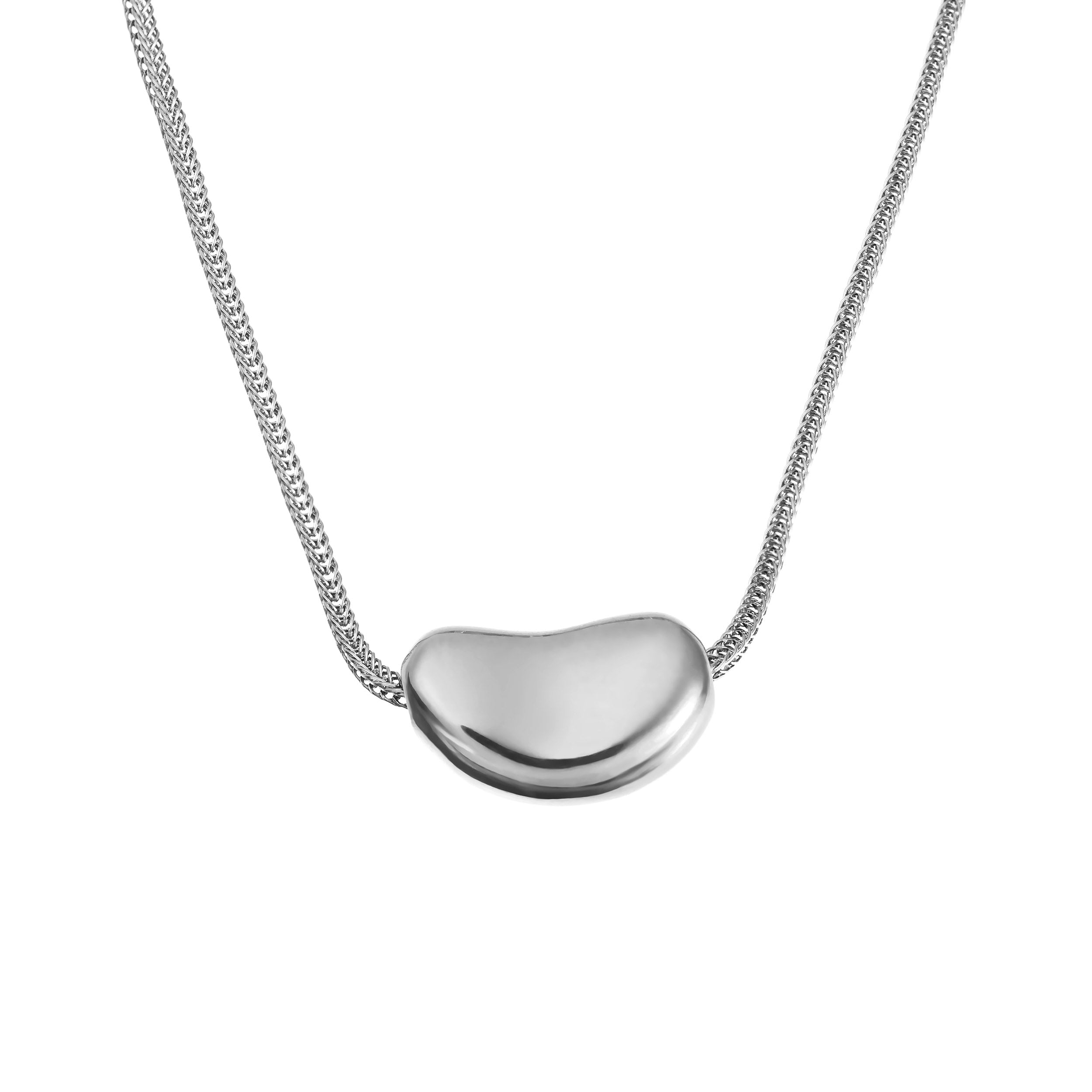 Sliver bean pendant necklace with adjustable chain
