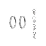 Sterling silver huggie earring with interchangeable CZ charms