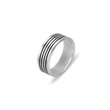 Sterling silver men’s ring with blackened lines