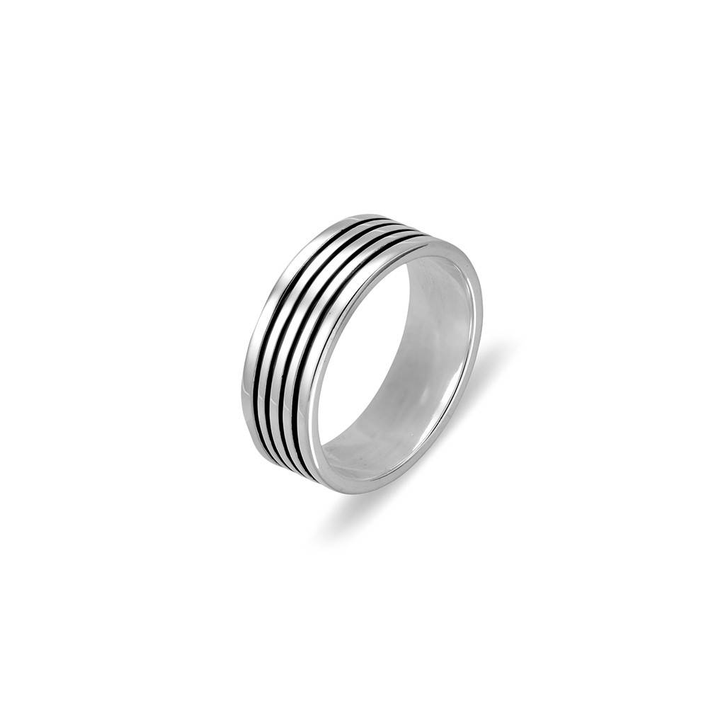 Sterling silver men’s ring with blackened lines