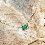 Sterling Silver Necklace with Emerald or Ruby CZ Pendant