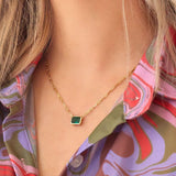 Sterling silver gold plated necklace with emerald CZ pendant