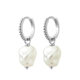 Sterling silver huggie earrings with removable pearl charm