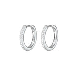 Sterling Silver Huggie Earrings with CZ Detail