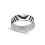 sterling silver ring with blackended lines