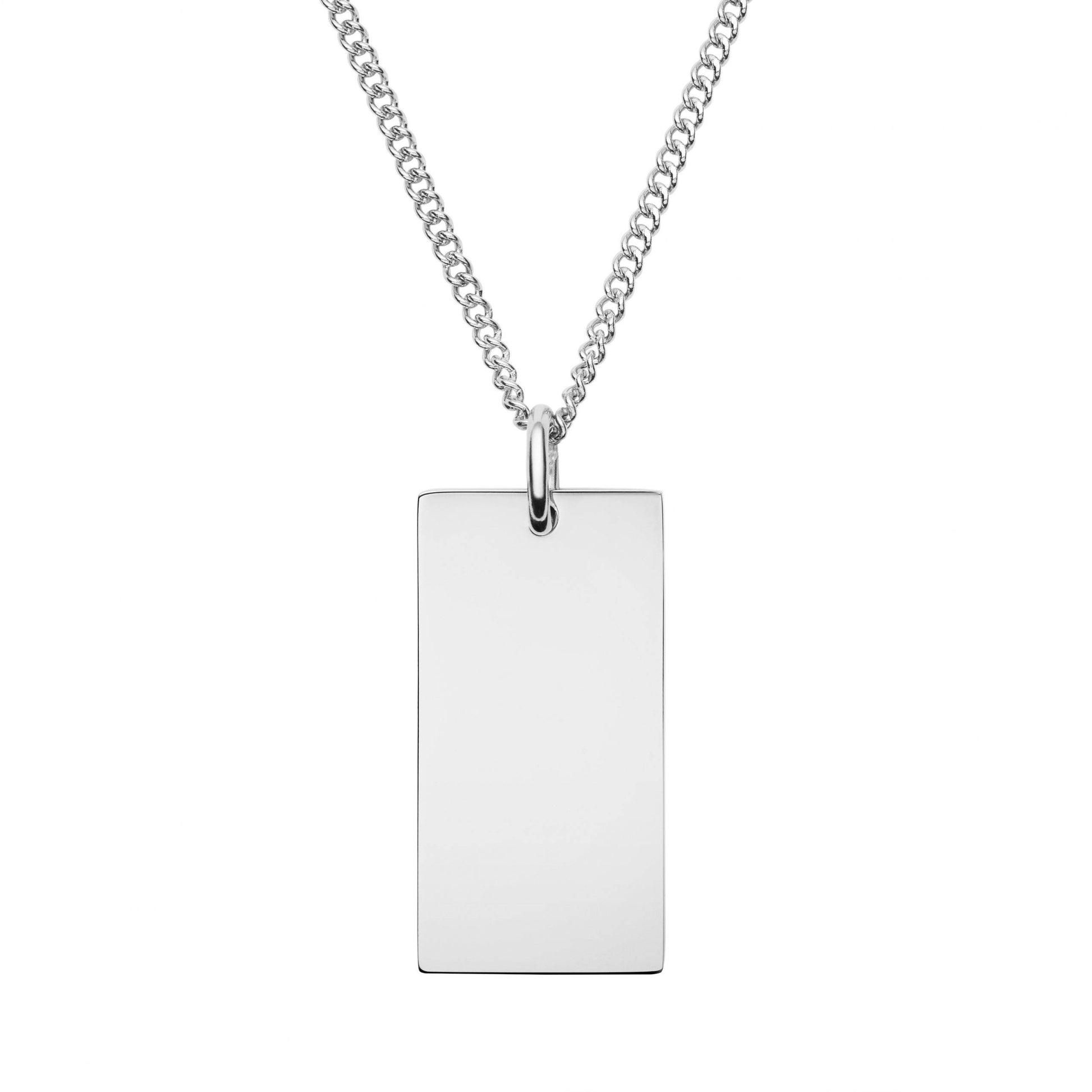 mens stainless steel engraved bar necklace