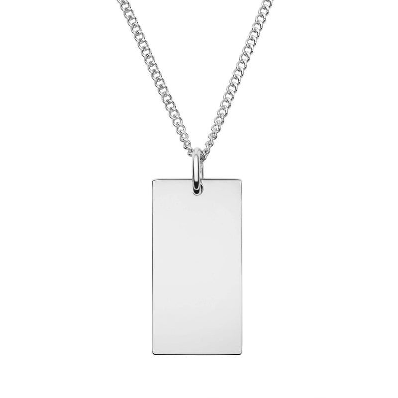 mens stainless steel engraved bar necklace