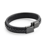 mens black leather bracelet with magnetic clasp