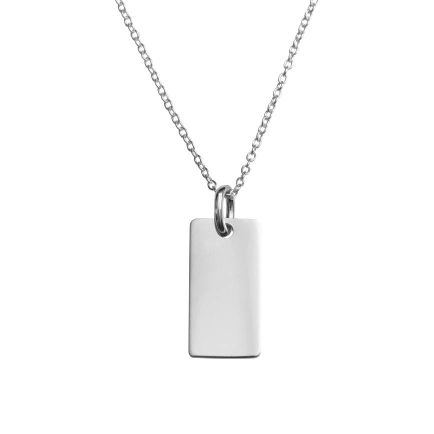 rectangular silver bar necklace