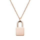 Engraved Rose Gold Lock Pendant