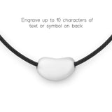 engrave up to 10 characers of text on this silver pebble necklace