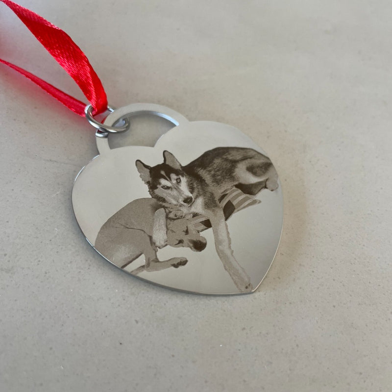 engraved christmas tree ornament, engraved ornament, personalised ornament, personalised christmas tree ornament, stainless steel engravable ornament