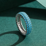 Sterling Silver Turquoise Pavé Band Ring