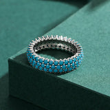 Sterling Silver Turquoise Pavé Band Ring