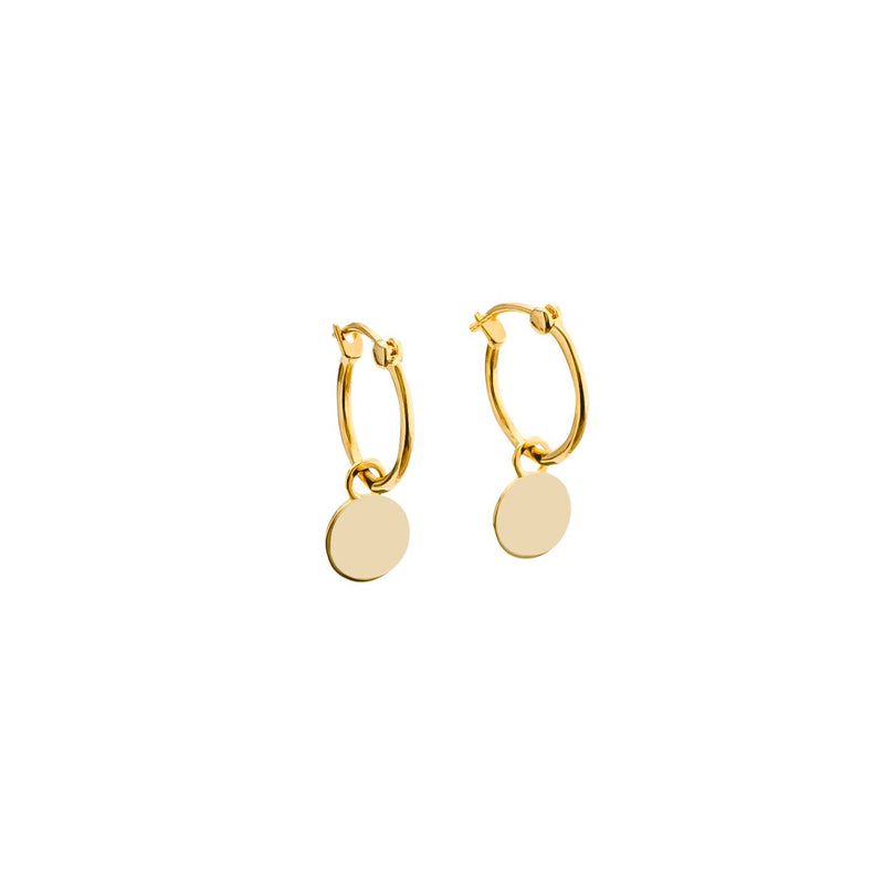 Yellow Gold Mini Disc Hoop Earrings