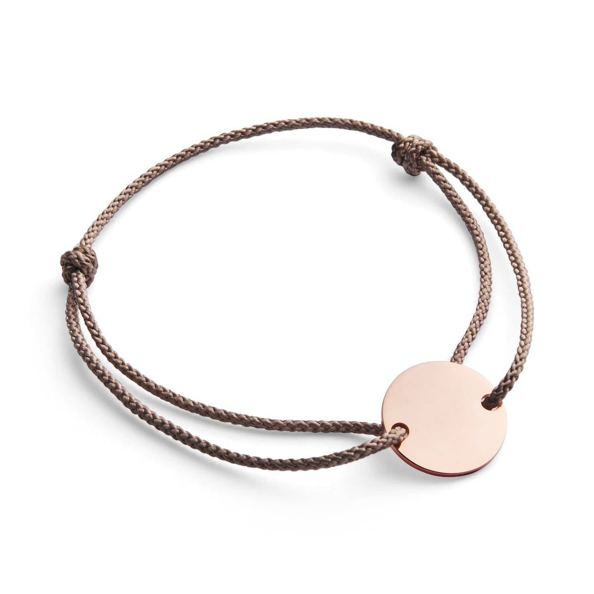 Natural Cord & Rose Gold Engraved Disc Bracelet