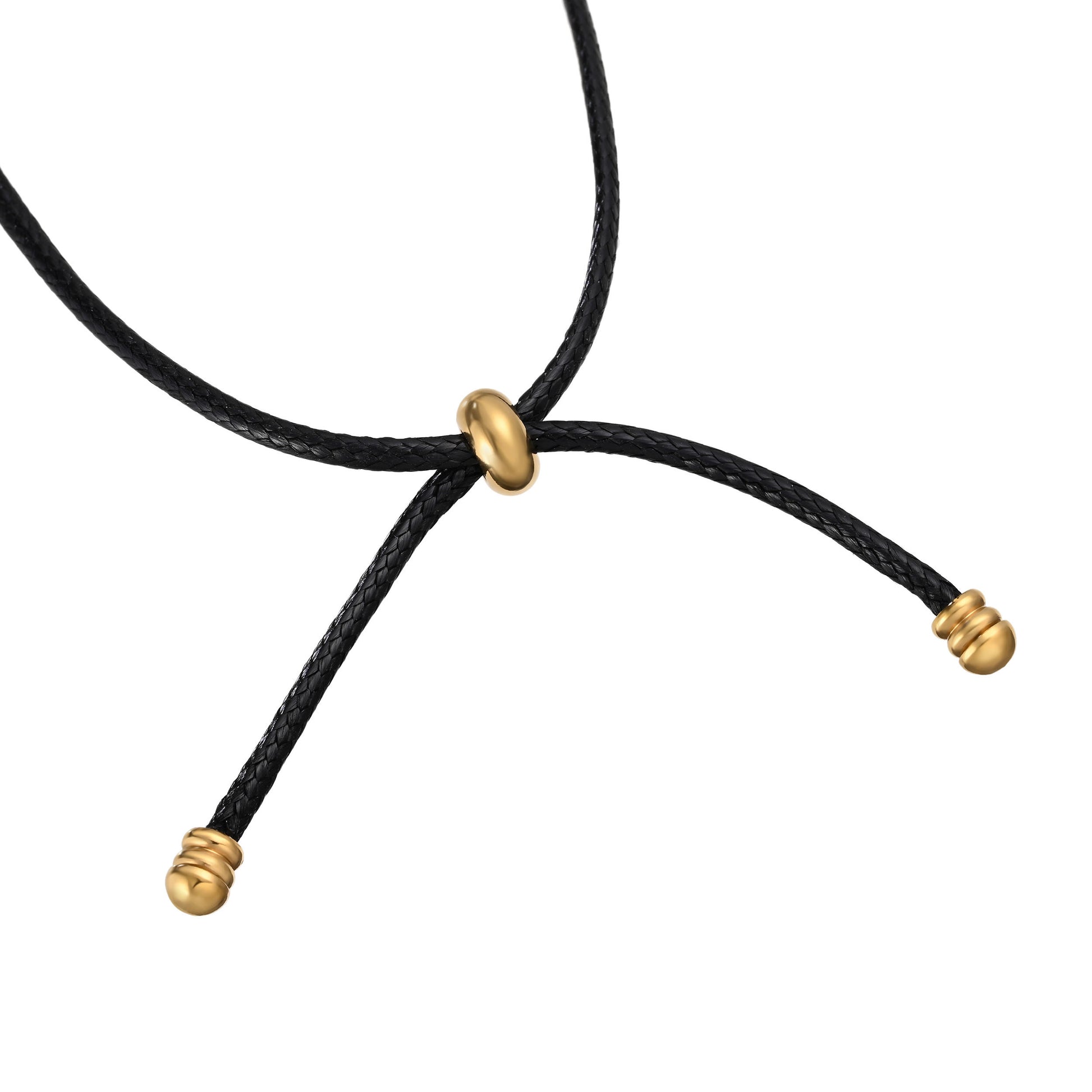 Adjustable black waxed cord with gold detail on Gold Pebble Necklace by The Silver Store