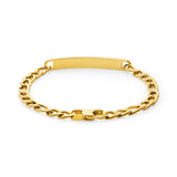 back of the gold steel id bracelet with figaro link chain
