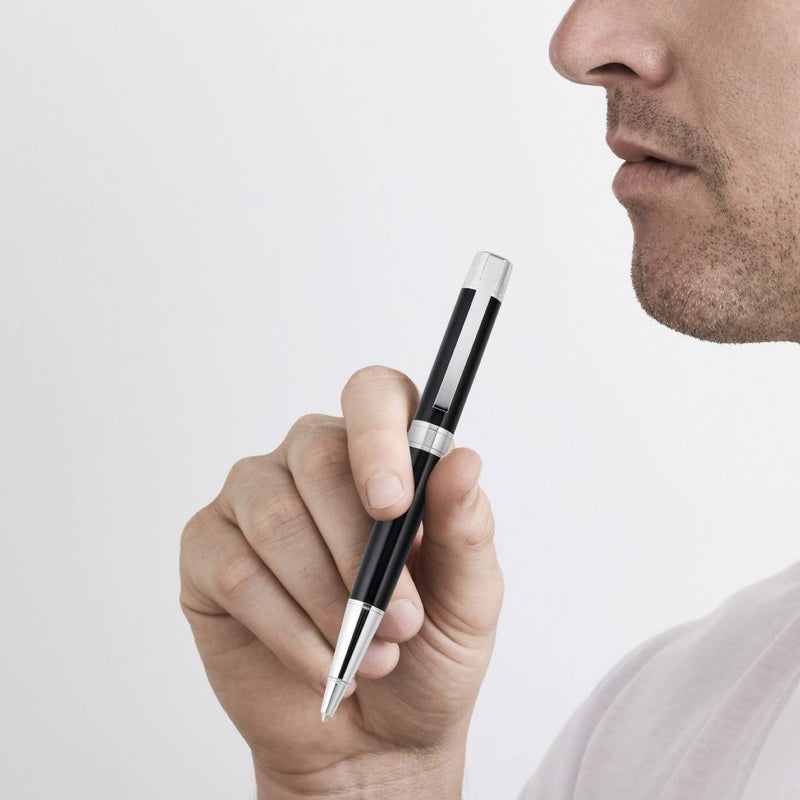 engrave this black lacquer and chrome pen to create a personalised pen