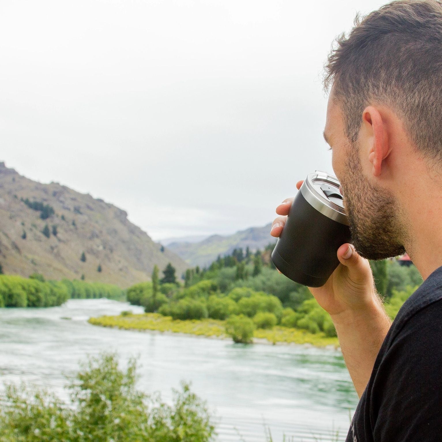 black huski short tumbler coffee and outdoor hike perfect gift for active people 