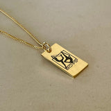 gymnastics logo engraved on steel bar necklace