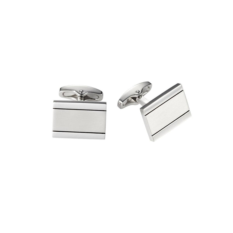 engraved initials to these brushed stainless steel cufflinks