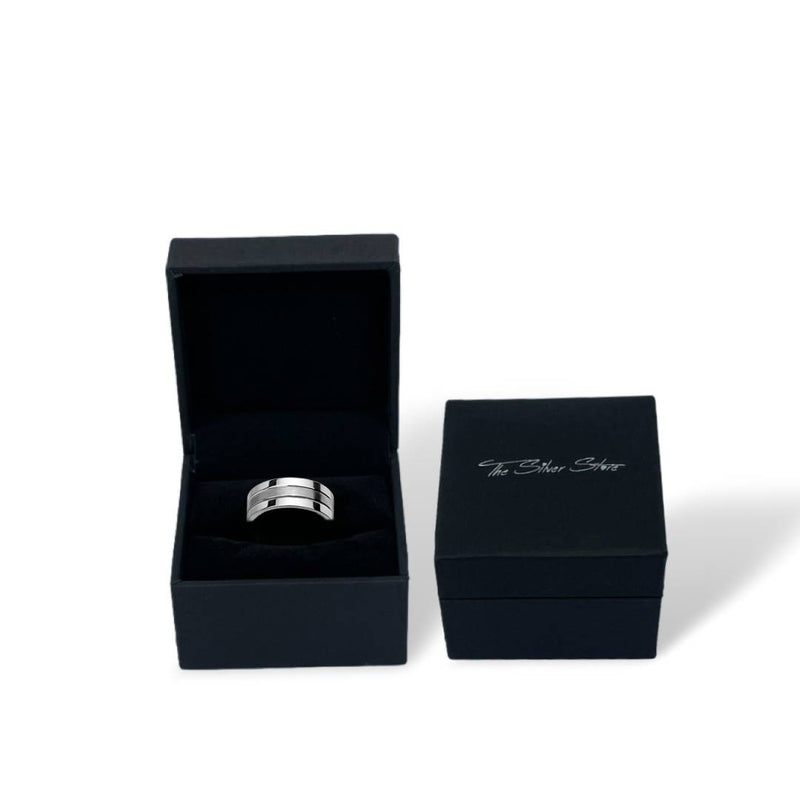 brushed steel ring with gift box