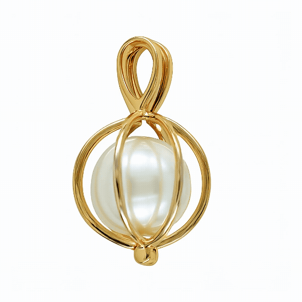 9ct gold cage pendant with 11mm pearl inside