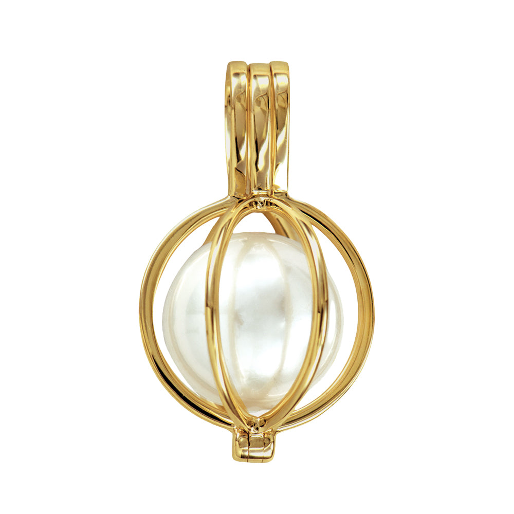 caged pearl pendant 9ct gold and cultured  pearl