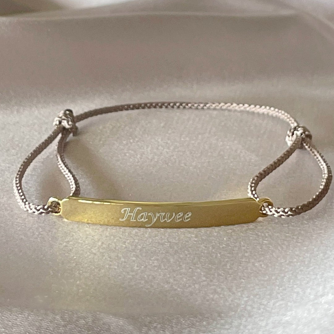 cord id bracelet engraved with name