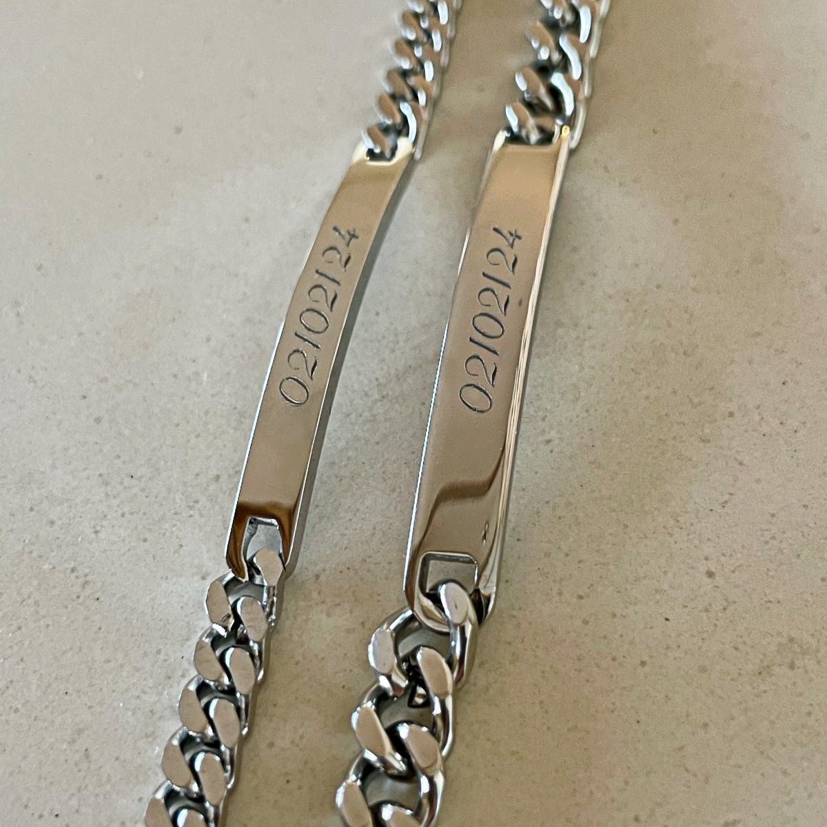 matching bracelets engraved with date