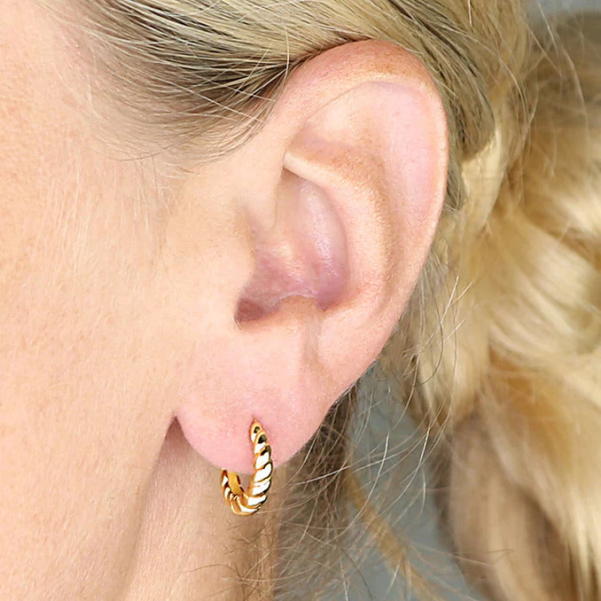 croissant twist earrings small hoop
