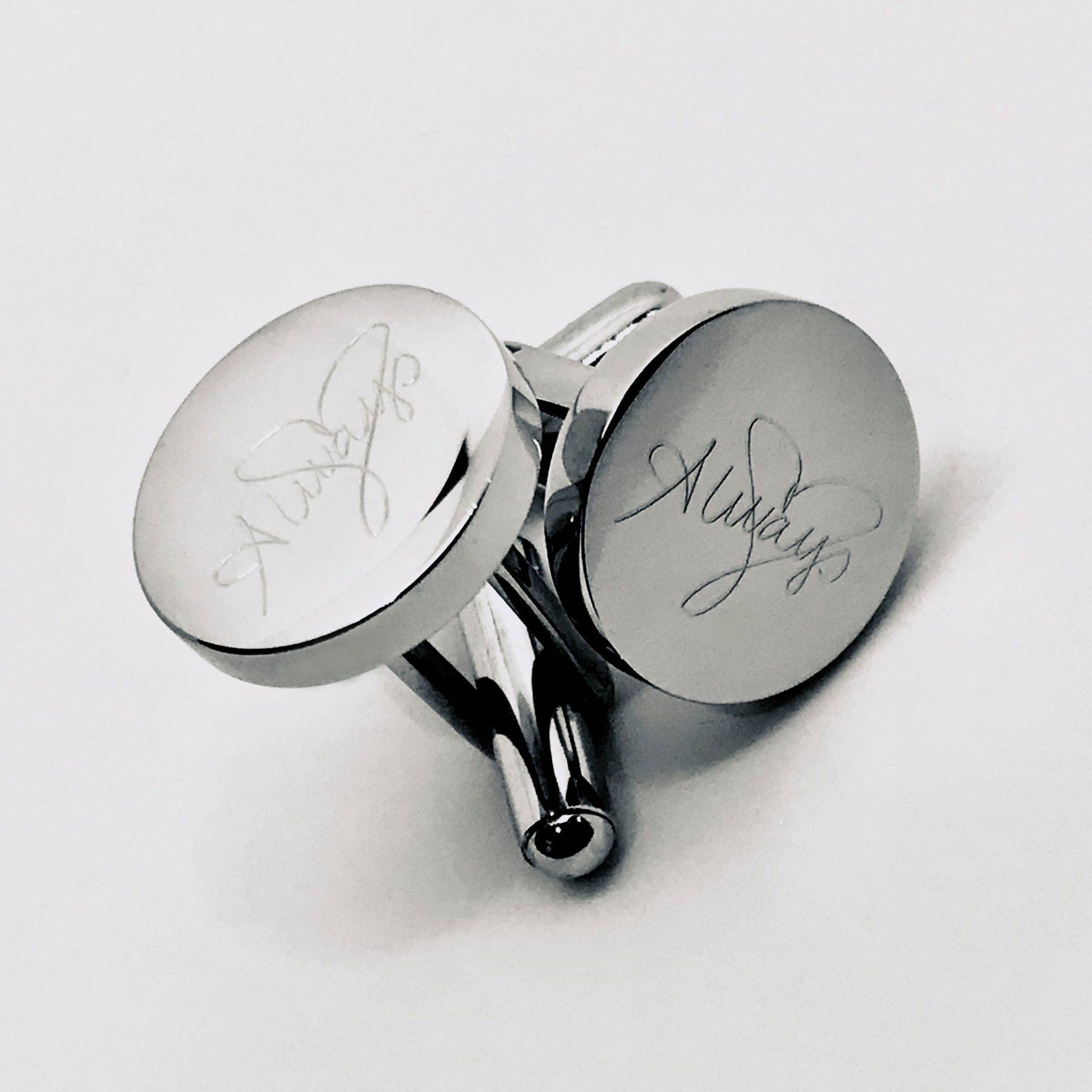 engraved round cufflinks