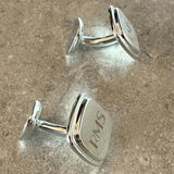 square sterling silver cufflinks engraved with RMS