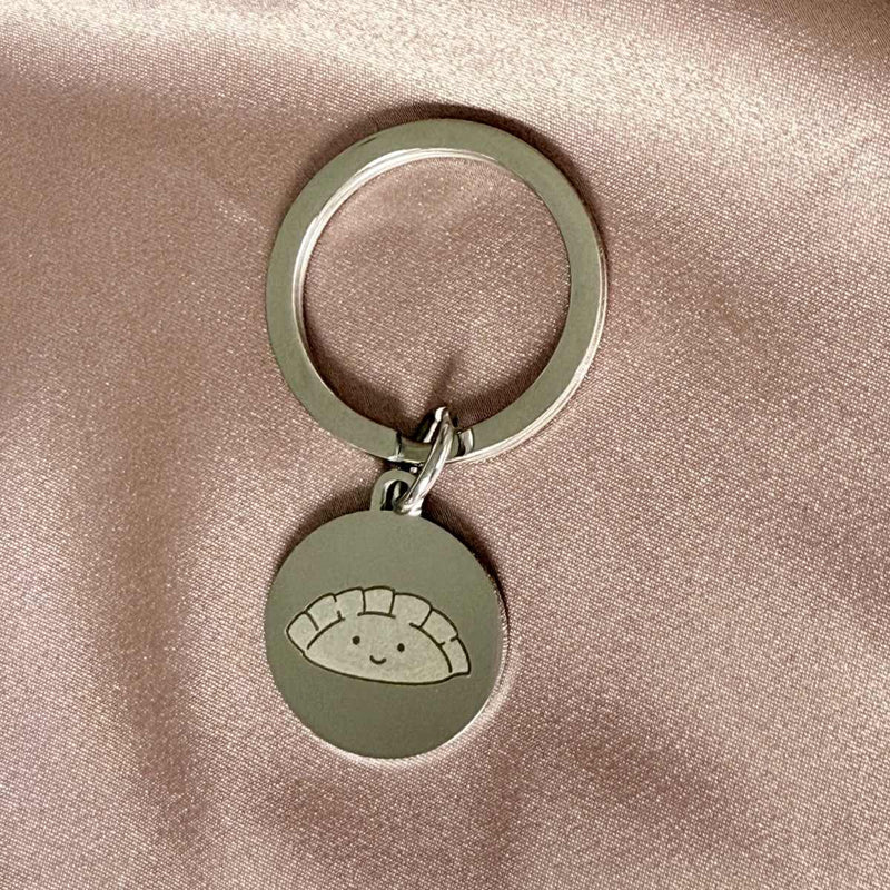 custom engraved keyring with dumpling image engraved 