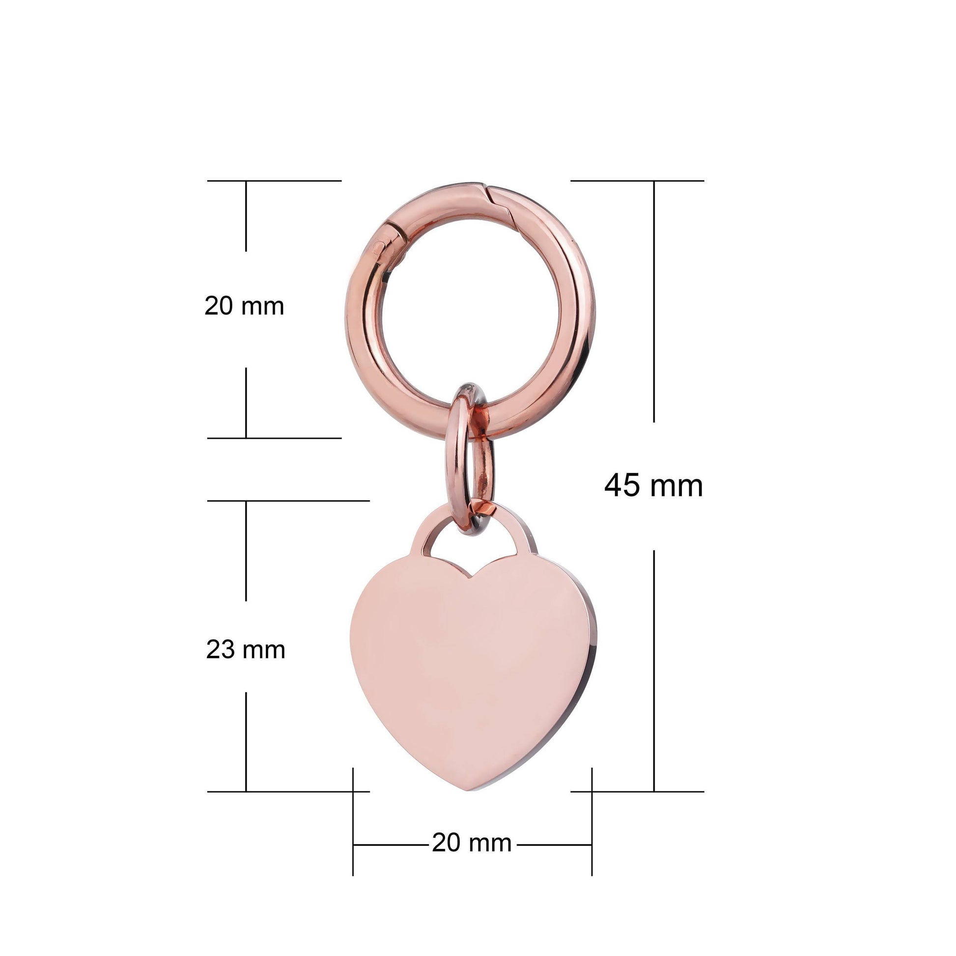 deluxe rose gold small pet tag dimensions