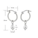 Silver Mini Pearl Hoop Earrings