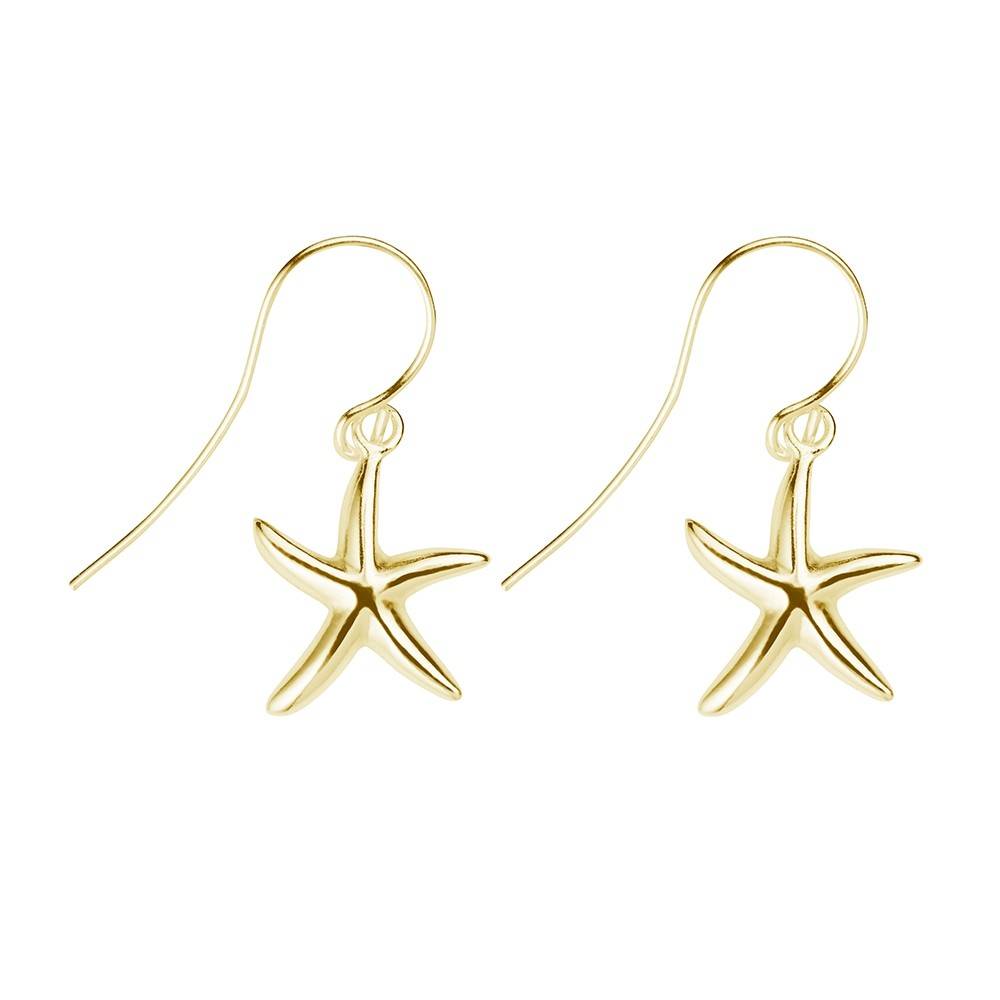 yellow gold plated sterling silver starfish earrings