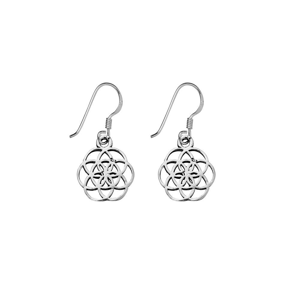 Sterling Silver Flower of Life drop earrings