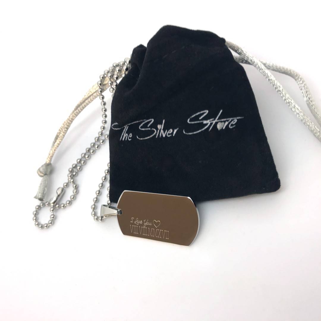 engraved mens dog tag necklace