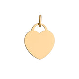 Front view of 9ct gold heart tag pendant, perfect for custom engraving from The Silver Store