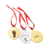 engraved Christmas tree decorations
