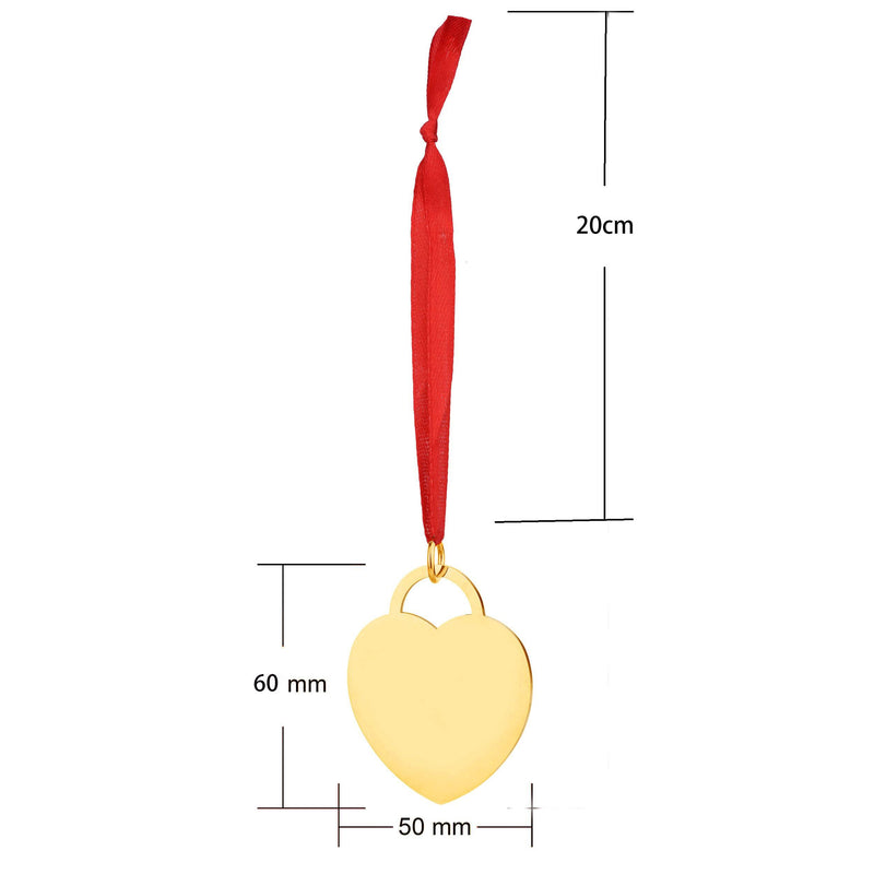 engraved gold heart ornament dimensions