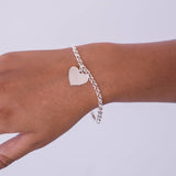 engraved heart pendant and sterling silver rolo chain